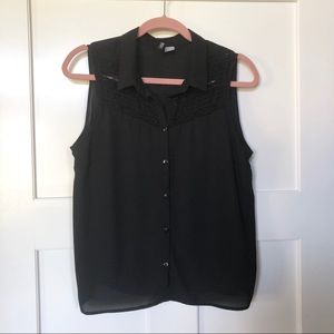 H&M Divided Black Lace Embellished Cropped Tank